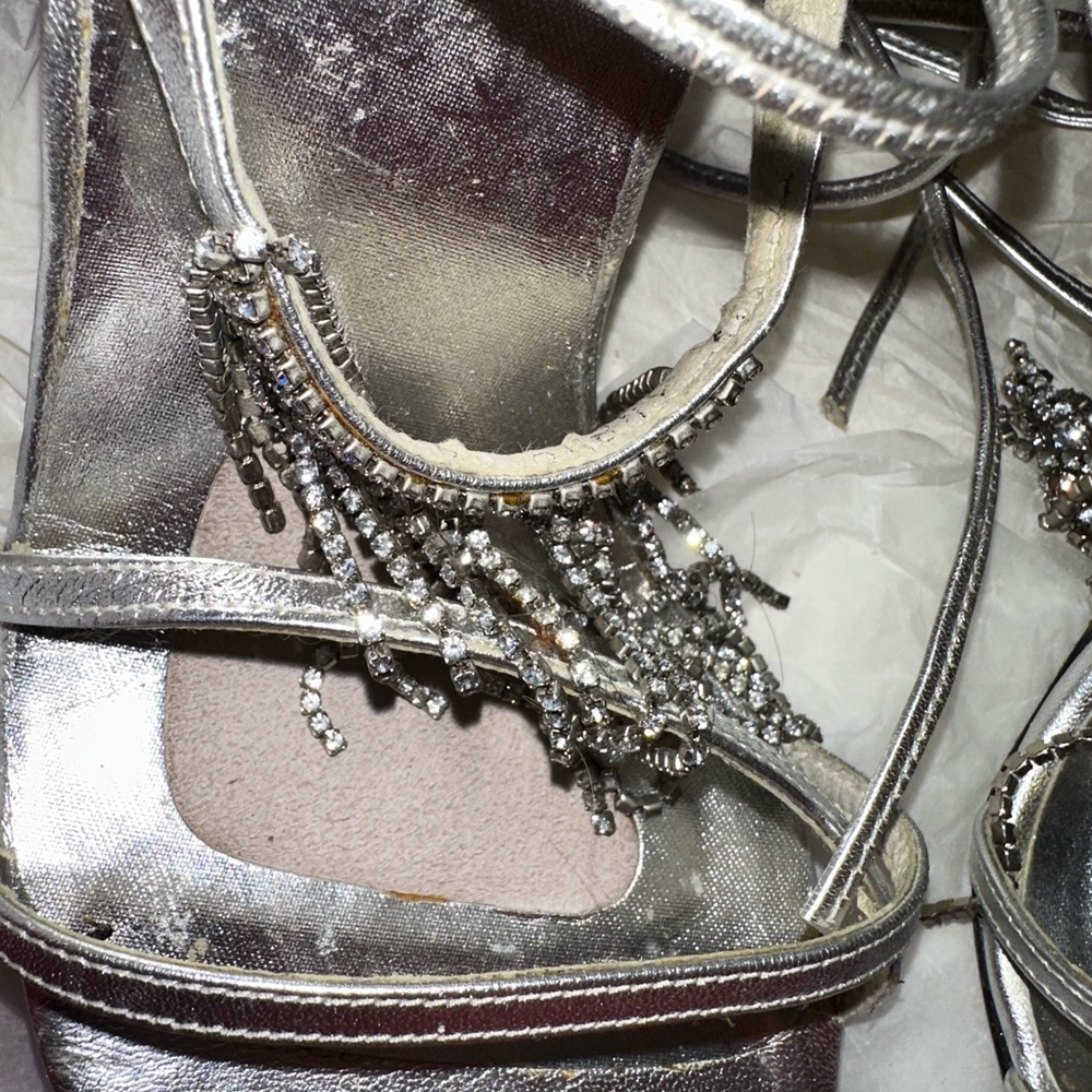 Stuart Weitzman Silver Rhinestone Heels - Picture 3 of 10
